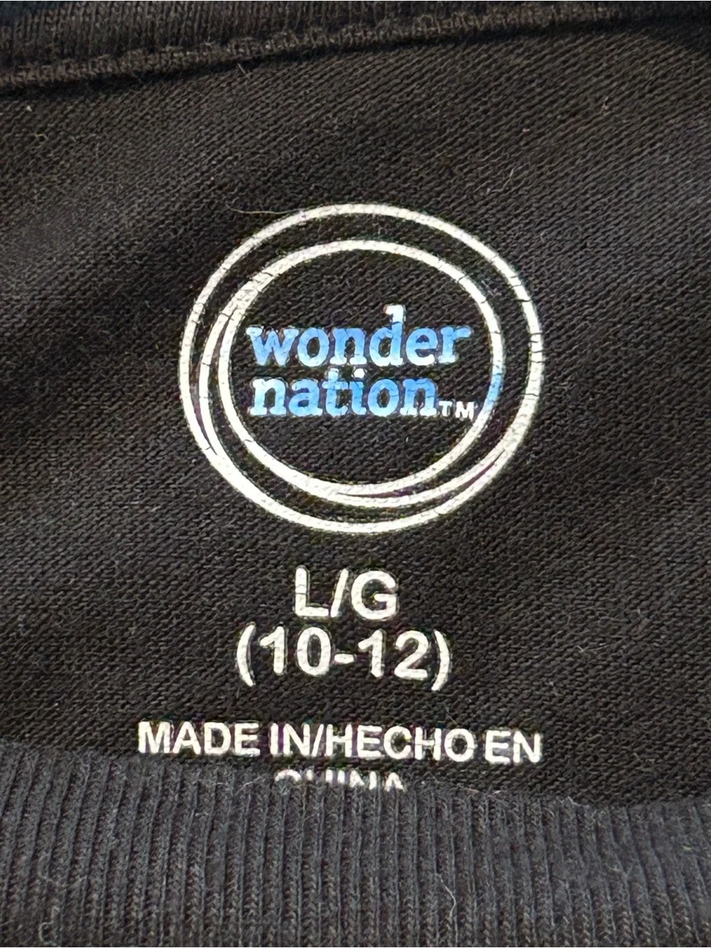 wonder nation Black Tee with Blue Logo